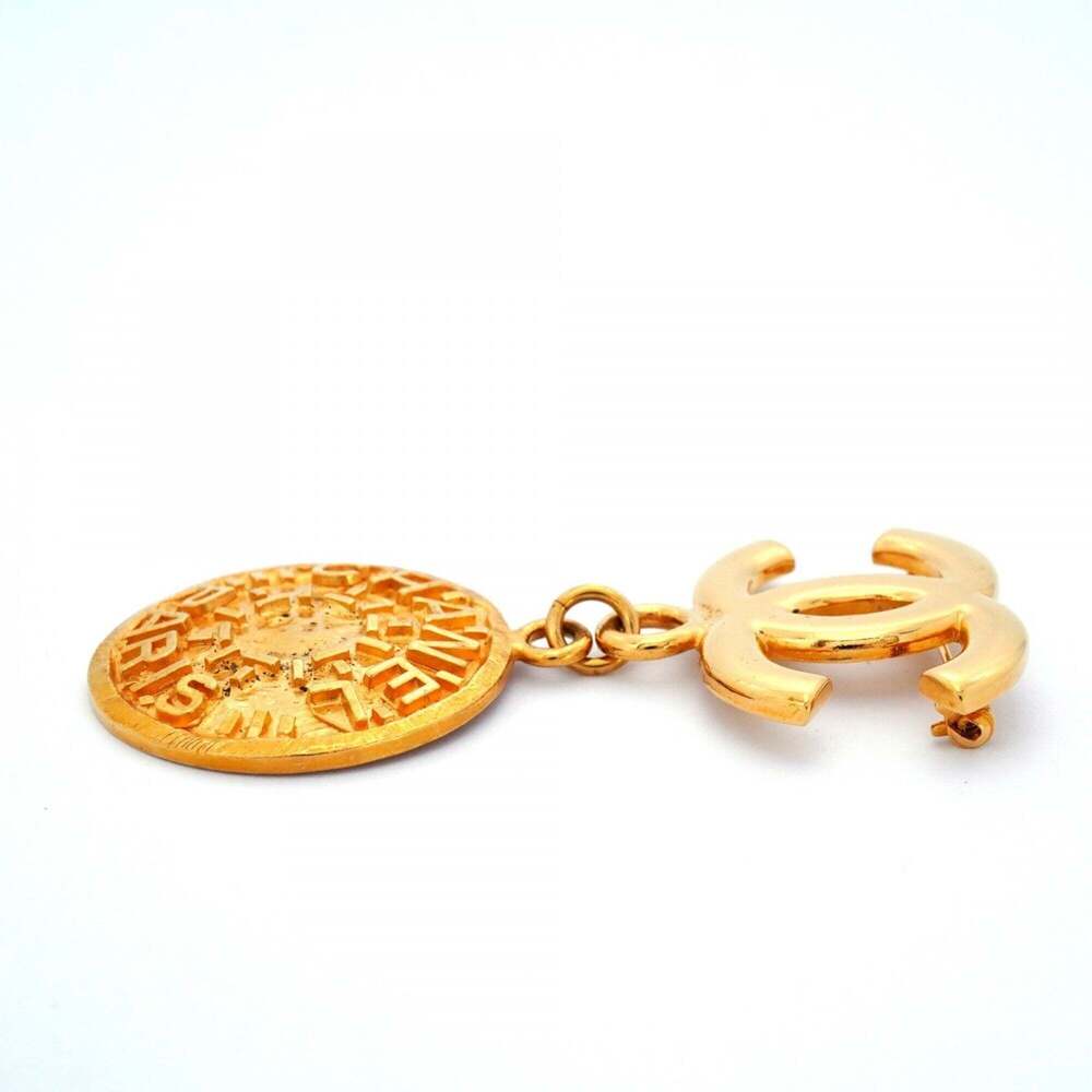 CHANEL Authentic Gold Logo Brooch - Picture 3 of 7